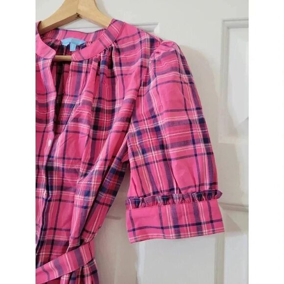 Draper james Loretta Shirt Dress in Pink Angie Plaid S NWOT $150 - Picture 4 of 7